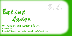balint ladar business card